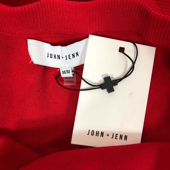 NWT John + Jenn Off Shoulder Red Sheath Dress MED - Picture 7 of 7